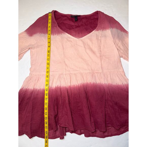 Lane Bryant Top Womens Plus Size 18 Pink Red Tie Dye Gauze Ling Sleeve Lined - Picture 5 of 8